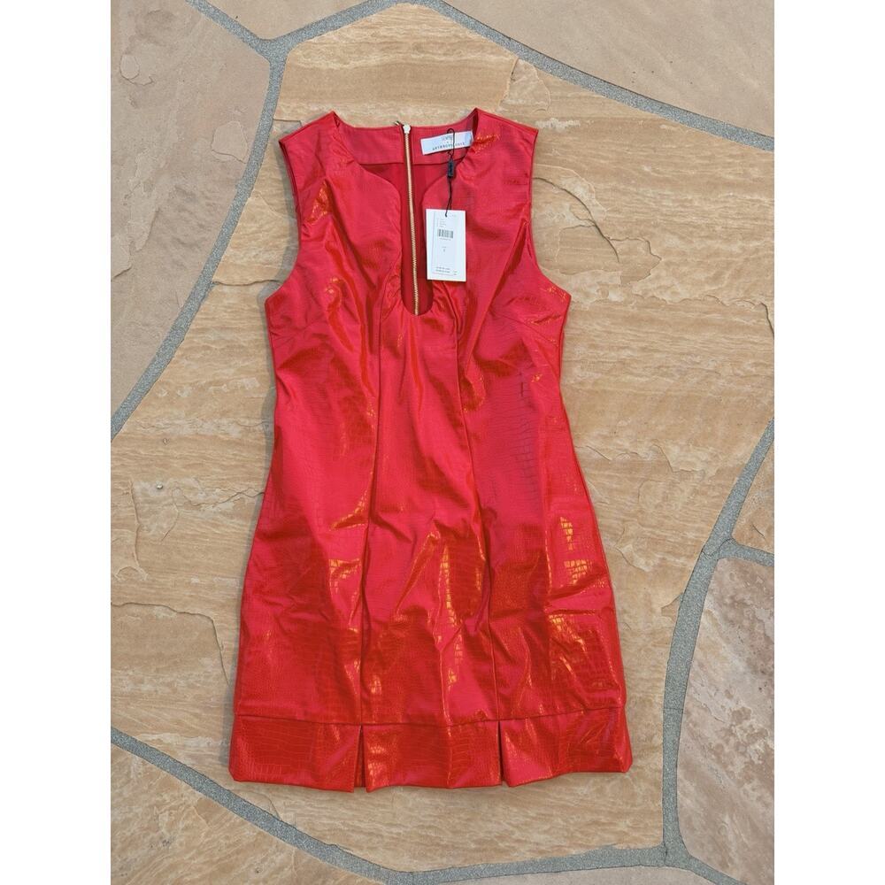 NWT Anthropologie Siempre Red Faux Leather SNAKE Mini Dress RED S - Picture 3 of 5